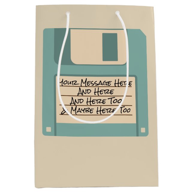 Custom Message Computer Floppy Disc Gift Bag (Front)