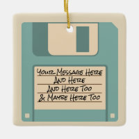 Custom Message Computer Floppy Disc Ornament