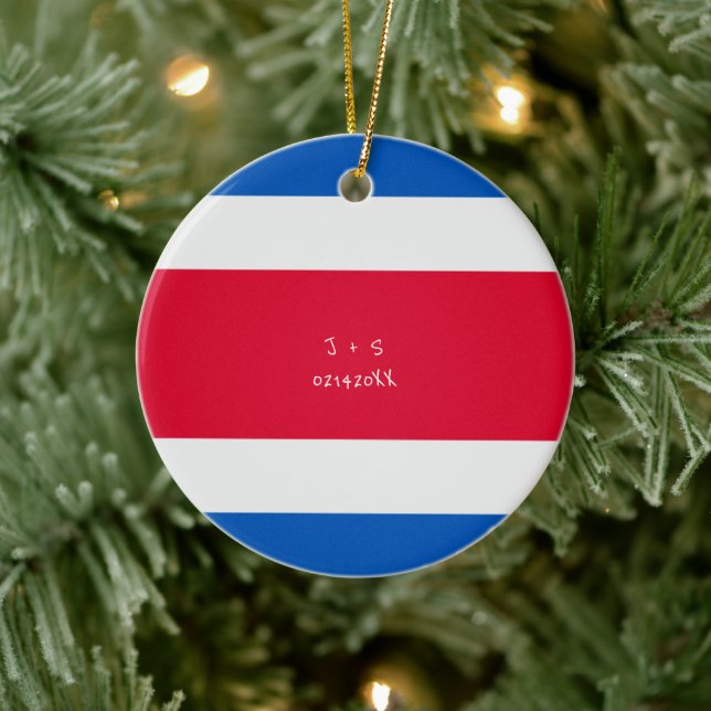 Custom Message Costa Rica Flag Ceramic Tree Decoration (Tree)