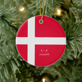 Custom Message Denmark Flag  Ceramic Tree Decoration