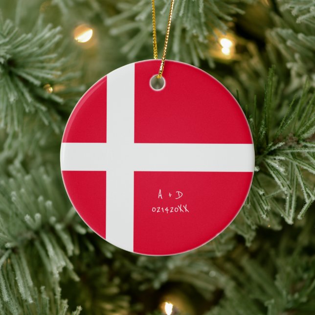 Custom Message Denmark Flag  Ceramic Tree Decoration (Tree)