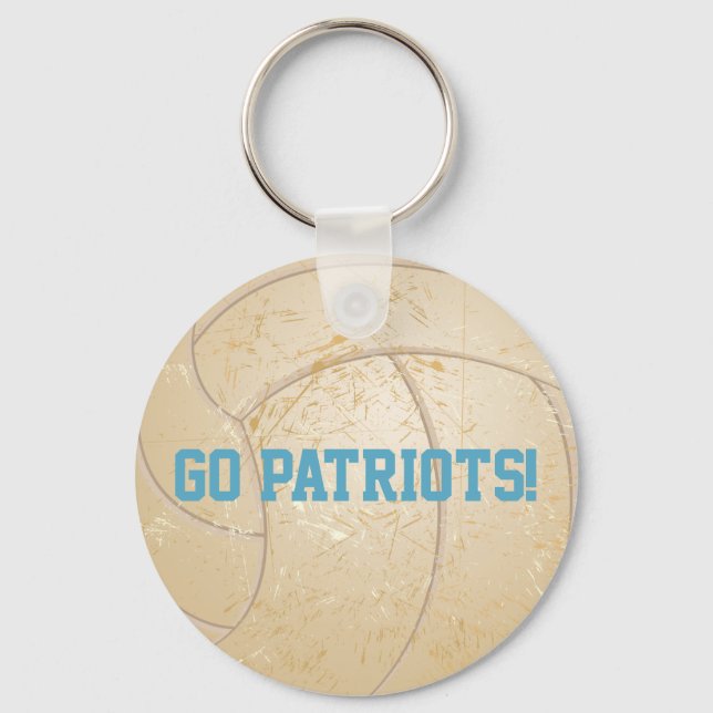 Custom Message Distressed Volleyballl Key Ring (Front)