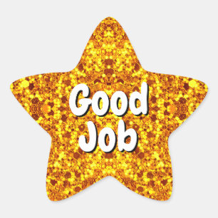 Custom Message (Glitter Gold Star) Kids Good Job Star Sticker