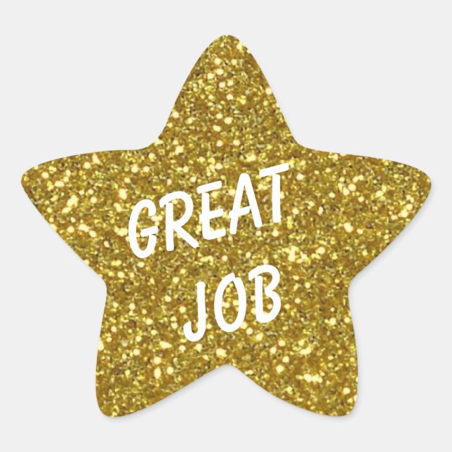 Custom Message Gold Star with Gold Glitter Texture Star Sticker (Front)