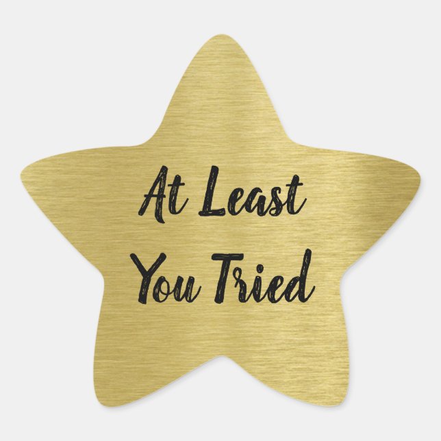 Custom Message Gold Star with Gold Glitter Texture Star Sticker (Front)