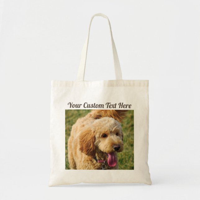 Custom Message Goldendoodle Dog Tote Bag (Front)