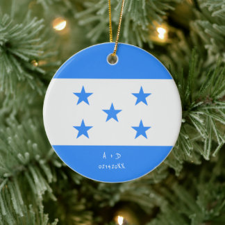 Custom Message Honduras Flag Ceramic Tree Decoration