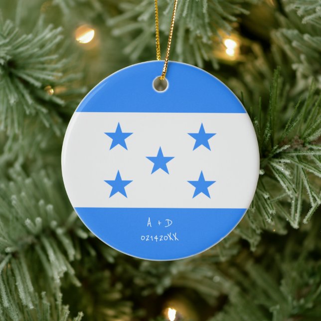 Custom Message Honduras Flag Ceramic Tree Decoration (Tree)