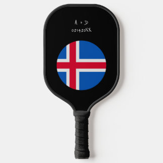 Custom Message Iceland Flag Pickleball Paddle