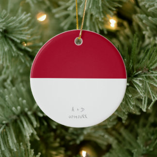 Custom Message Indonesia Flag Ceramic Tree Decoration
