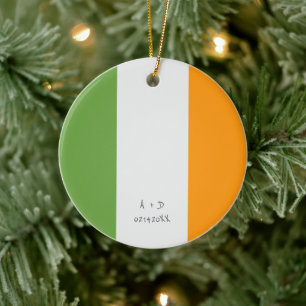 Custom Message Ireland Flag Ceramic Tree Decoration