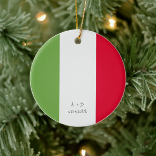 Custom Message Italy Flag Ceramic Tree Decoration