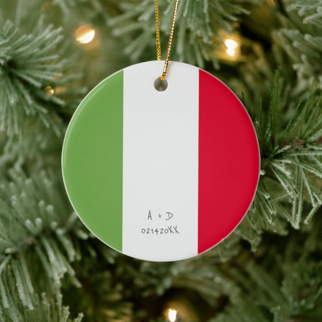 Custom Message Italy Flag Ceramic Tree Decoration (Tree)