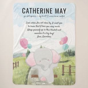 Custom Message Kid's Blanket with Elephant
