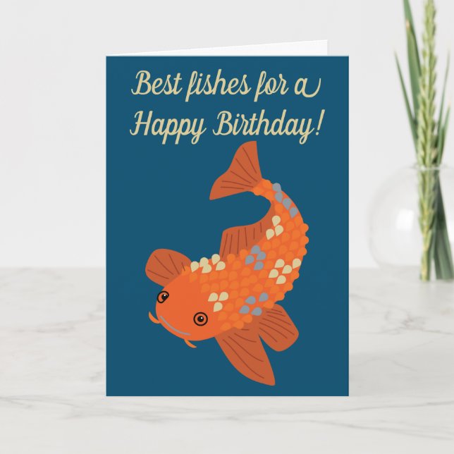 Custom Message Koi Goldfish Any Occasion Card (Front)