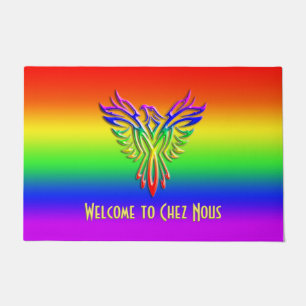Custom message, LGBT Rainbow Pride Phoenix Rising Doormat