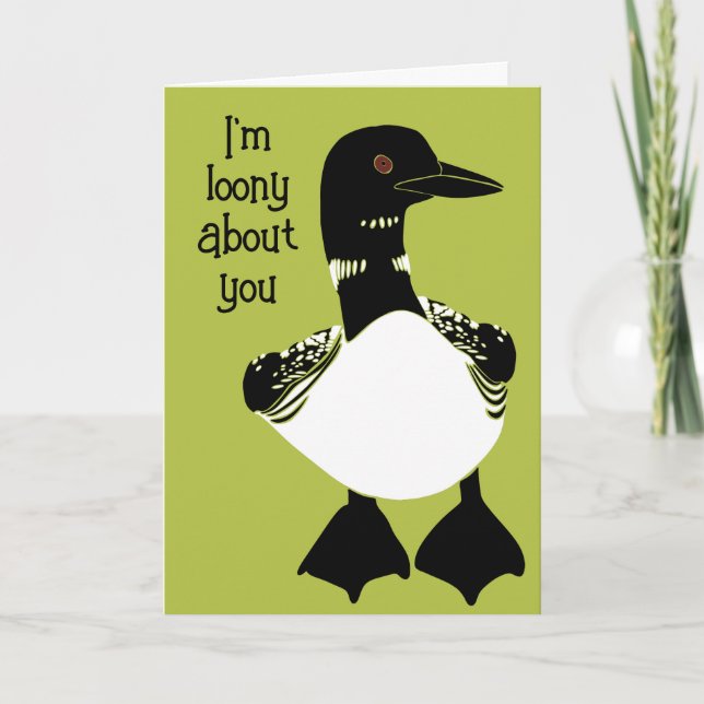 Custom Message Loon Loony About You Anniversary Thank You Card (Front)