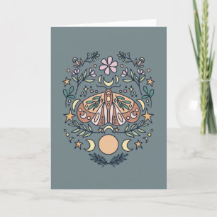 Custom Message Magical Moon Moth Illustration Thank You Card