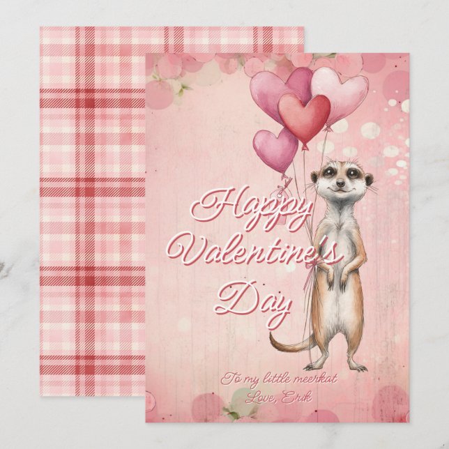 Custom Message Meerkat Animal Valentines Day Holiday Card (Front/Back)