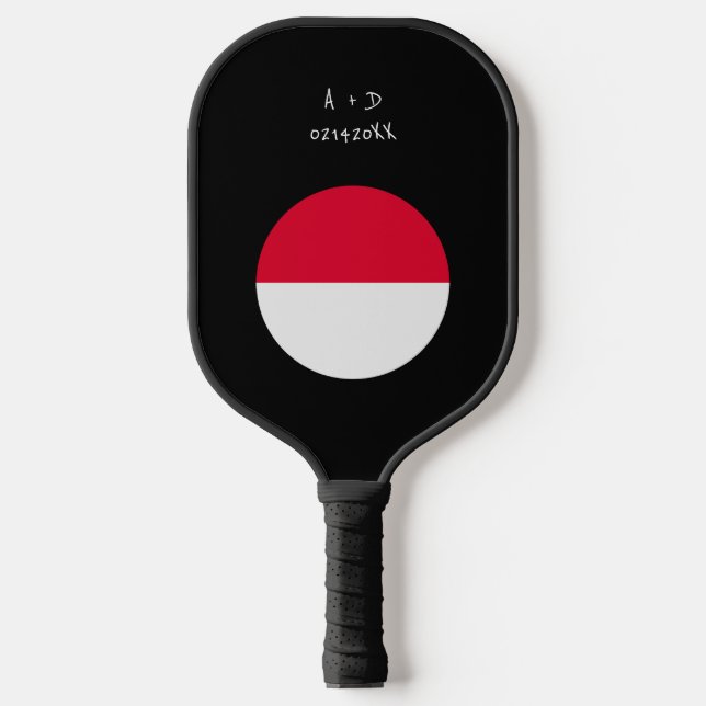 Custom Message Monaco Flag Pickleball Paddle (Front)