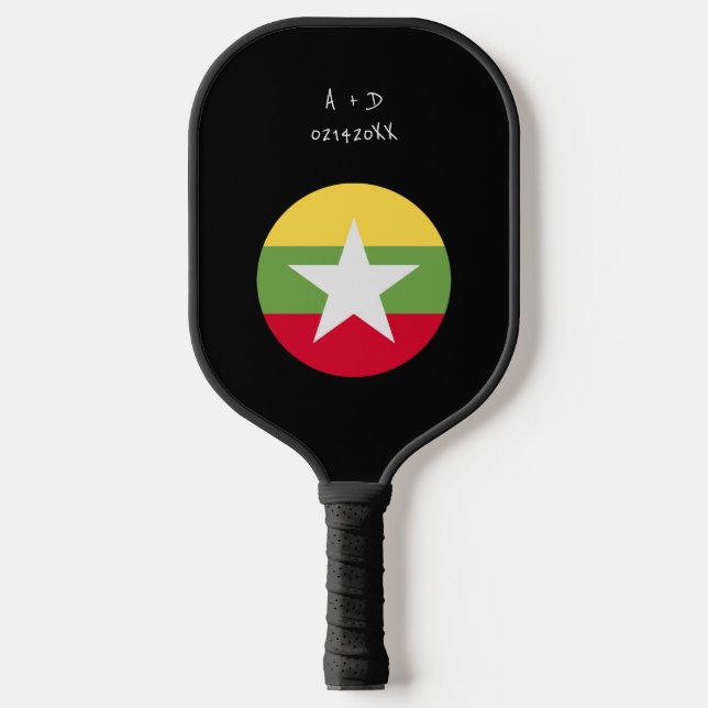Custom Message Myanmar Flag Pickleball Paddle (Front)