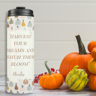 Custom message/name watercolor pumpkins thermal tumbler
