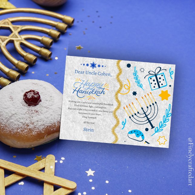 Custom Message Name Wish Happy Hanukkah Holiday Postcard (Creator Uploaded)