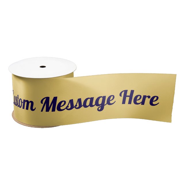 Custom Message Navy on Yellow Satin Ribbon (Spool)