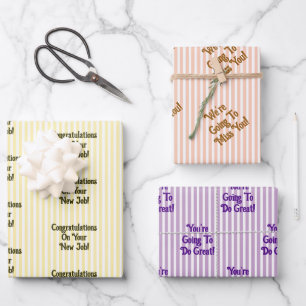 Custom Message New Job Congratulations Gift Wrapping Paper Sheet
