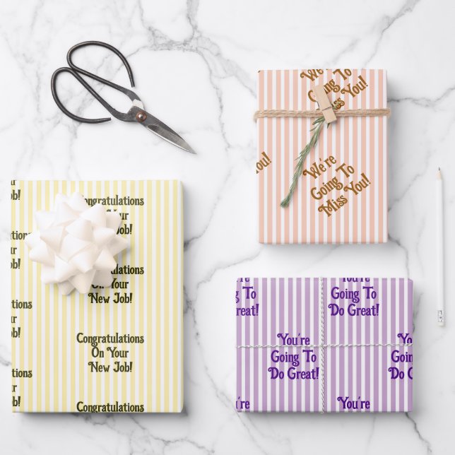 Custom Message New Job Congratulations Gift Wrapping Paper Sheet (Front)