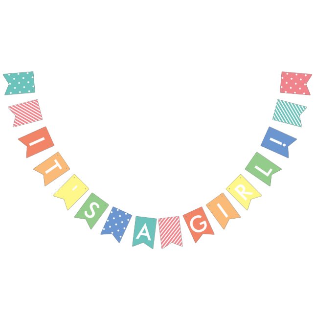 Custom Message Pastel Rainbow It's A Girl Banner (All)