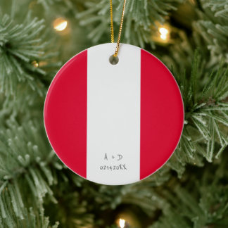 Custom Message Peru Flag Ceramic Tree Decoration