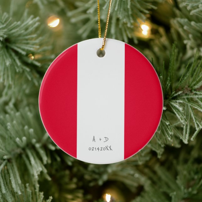 Custom Message Peru Flag Ceramic Tree Decoration (Tree)