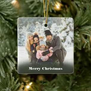 Custom Message Photo Christmas Ceramic Ornament