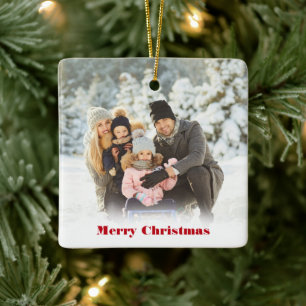 Custom Message Photo Christmas Ceramic Ornament