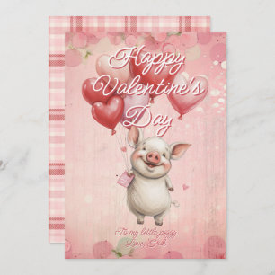 Custom Message Pig Animal Valentines Day Holiday Card