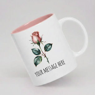 Custom Message Pink Floral Mug Gift for Her or Mum