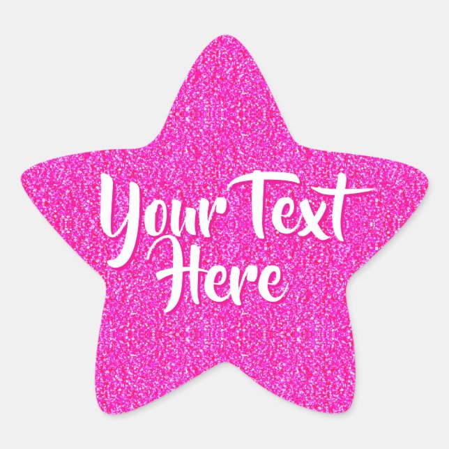 Custom Message Pink Star for Girls Glitter Texture Sticker (Front)