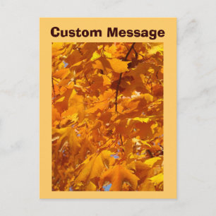 Custom Message Postcards Orange Autumn Leaves