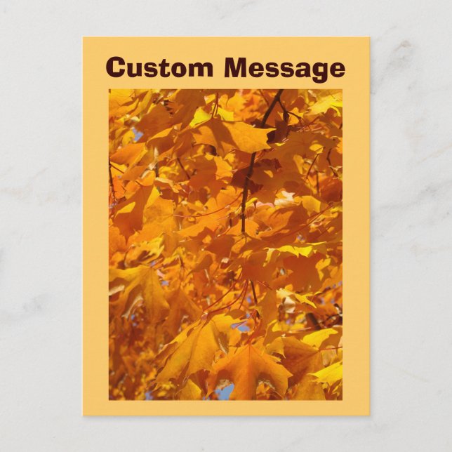 Custom Message Postcards Orange Autumn Leaves (Front)