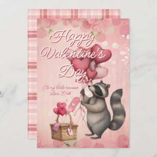 Custom Message Raccoon Animal Valentines Day Holiday Card