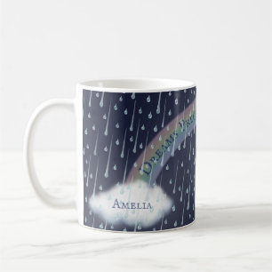 Custom Message Rainbow Arch & Clouds Dark Blue Coffee Mug