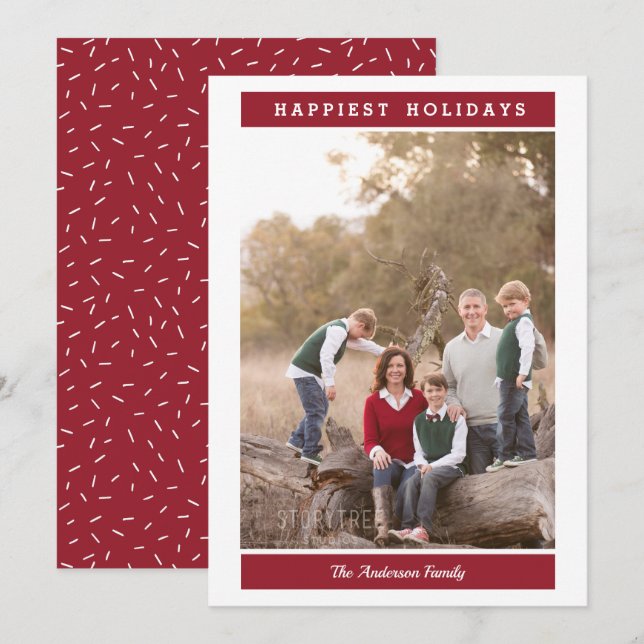 Custom Message |  Red | Holiday Christmas photo Invitation (Front/Back)