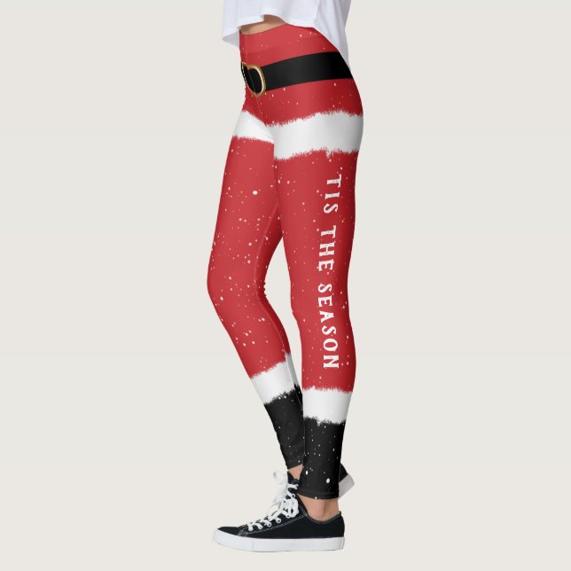 Custom Message Santa Costume Cute Fun Christmas Leggings (Left)