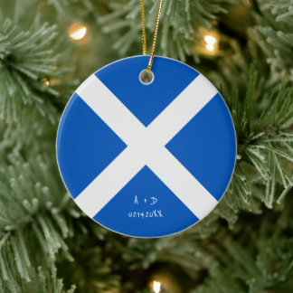 Custom Message Scotland Flag Ceramic Tree Decoration
