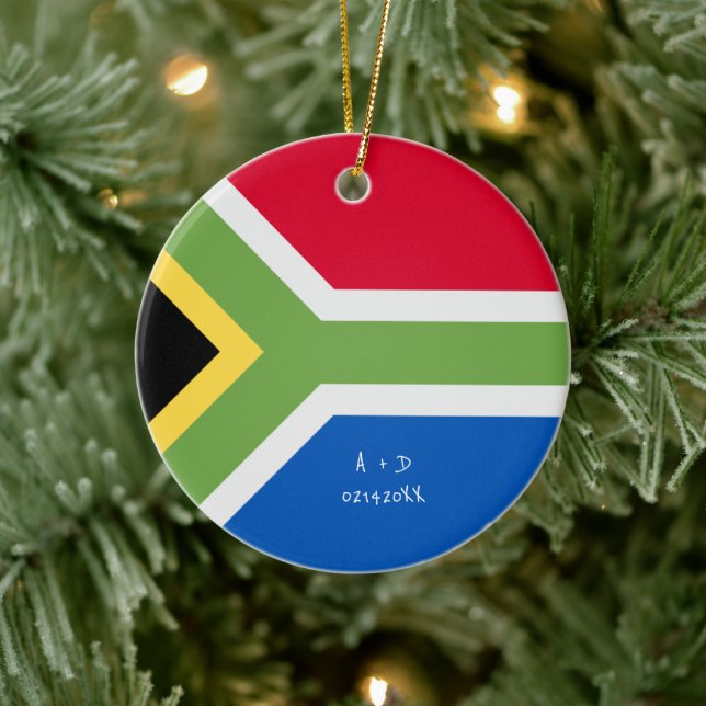 Custom Message South Africa Flag Ceramic Tree Decoration (Tree)