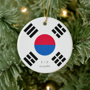 Custom Message South Korea Flag Ceramic Tree Decoration