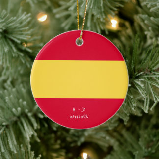 Custom Message Spain Flag Ceramic Tree Decoration