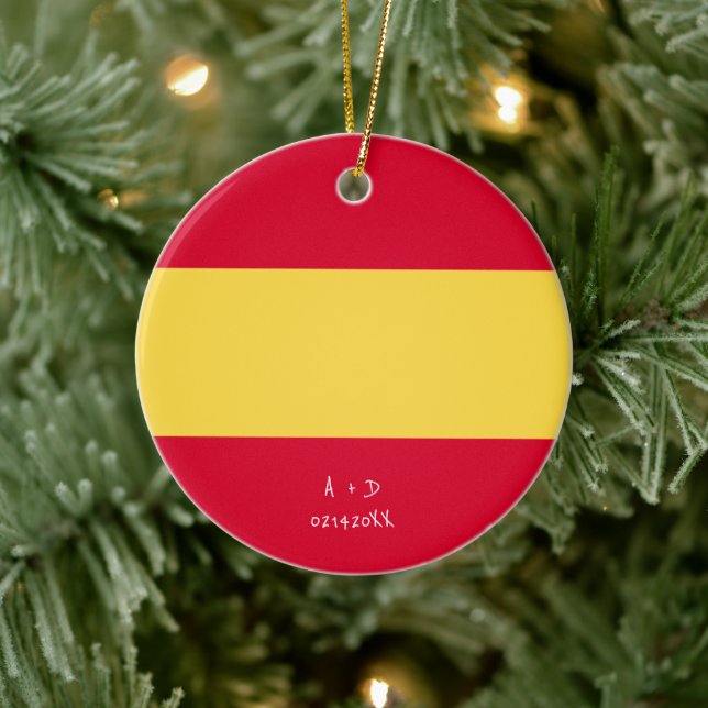 Custom Message Spain Flag Ceramic Tree Decoration (Tree)