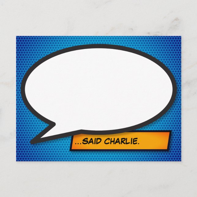 Custom Message Speech Bubble Fun Comic Book Postcard (Front)